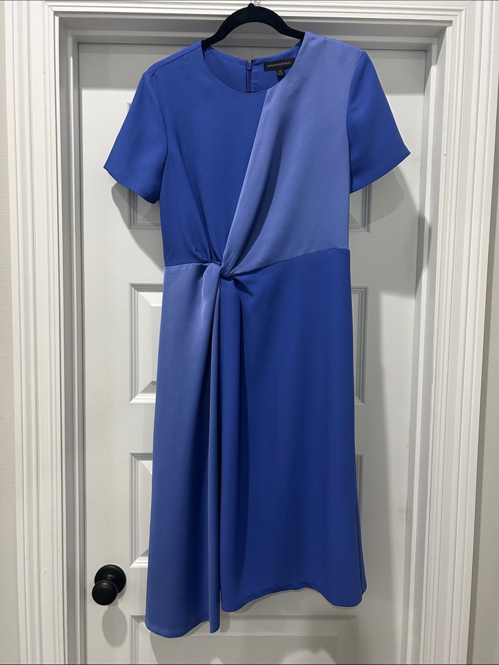 Banana Republic Two-Tone Royal and Periwinkle Knot Front Midi Dress